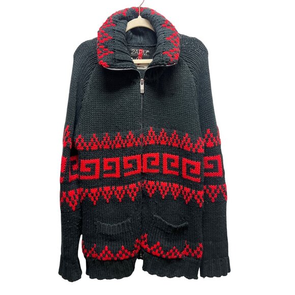 2APM American Street Vision Chunky Fair Isle Full Zip Heavy Oversized Cardigan - Picture 2 of 8